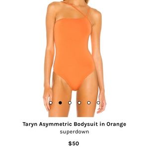 NWOT Taryn Asymmetric Bodysuit in Orange